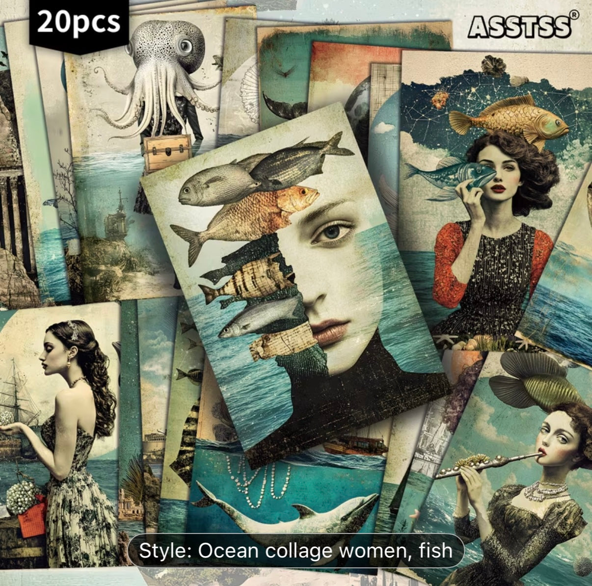 Retro Ocean and Marine Women Pinup Cards