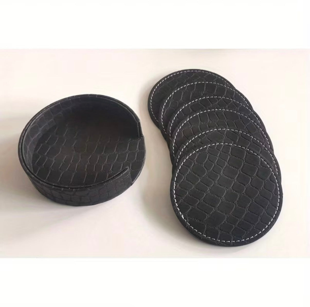 Crocodile Pattern Leather Coasters