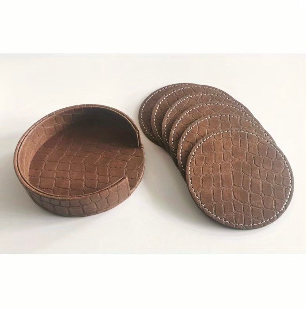Crocodile Pattern Leather Coasters