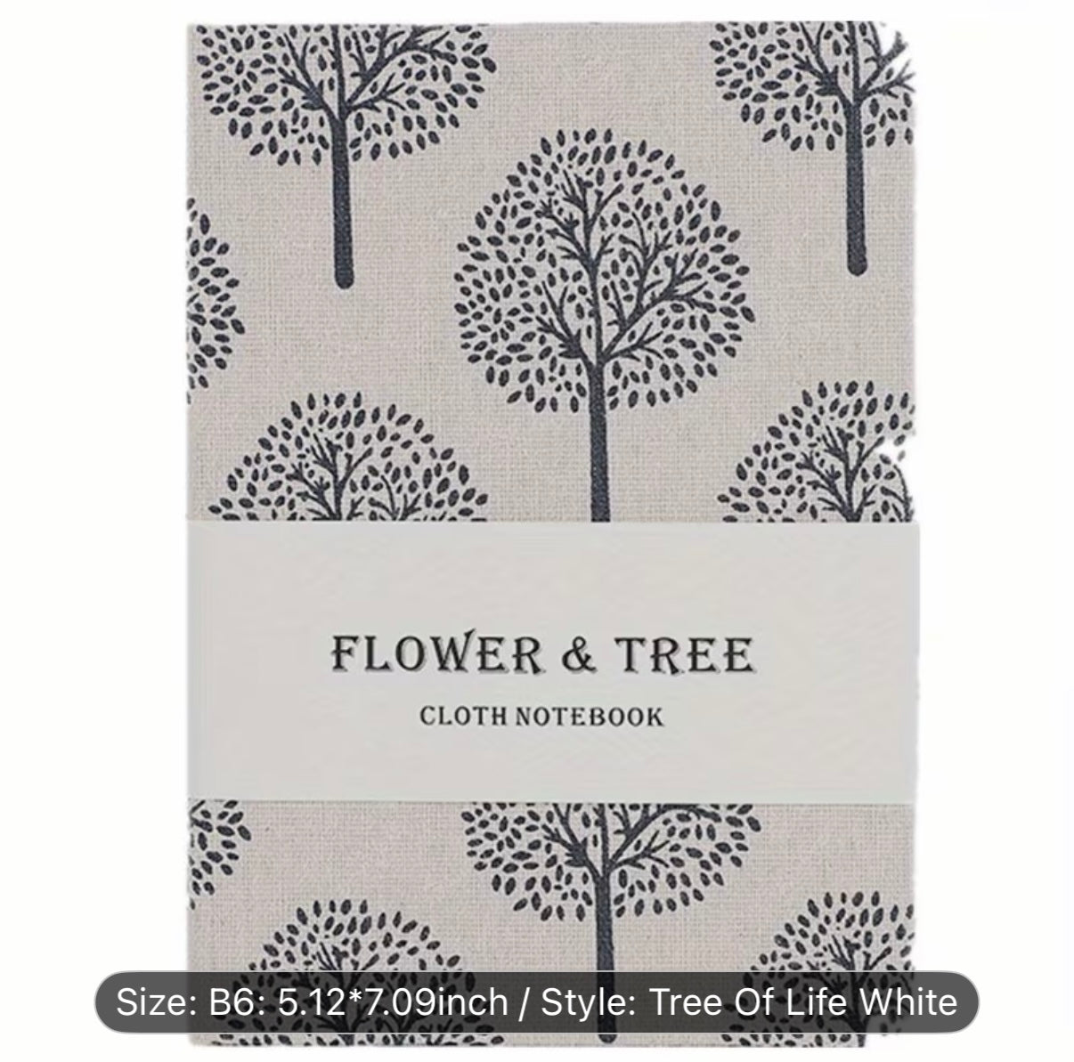 Floral & Tree Print Linen Hardcover Journal